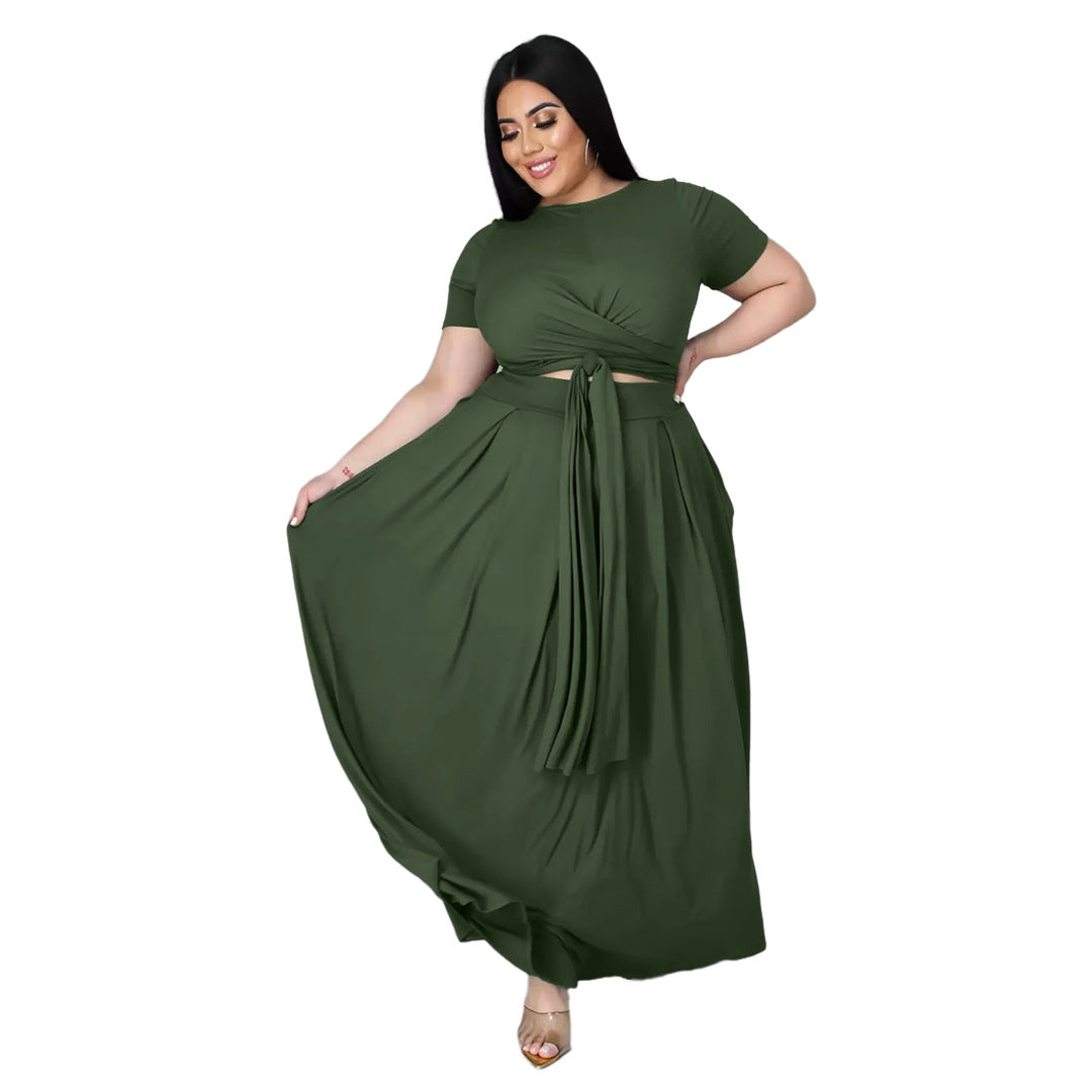 Fashion Plus Size Women's Cross-Border Cross Straps Swing Long Maxi Dresses