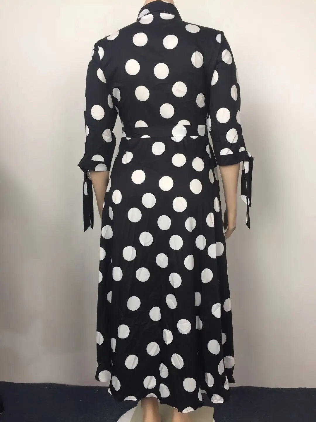 Women Vendor Long Sleeve Sexy Polka Dot Printed Plus Size Maxi Dress