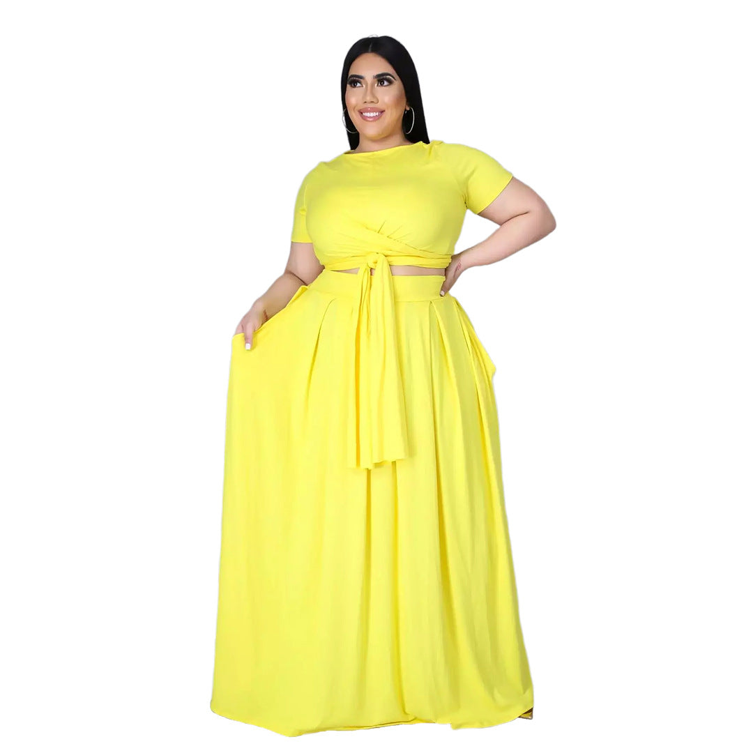 Fashion Plus Size Women's Cross-Border Cross Straps Swing Long Maxi Dresses