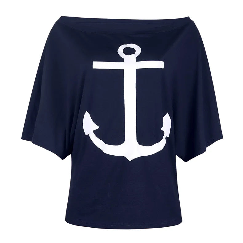 Plus Size Fashionable Off Shoulder Graphic T Shirts Women