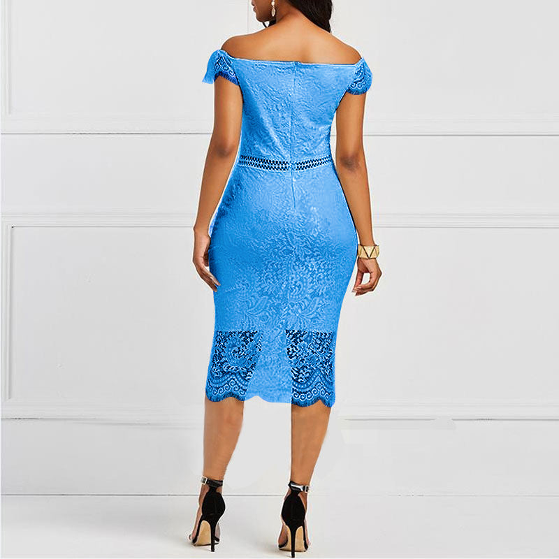 Short Sleeve v Neck Lace Casual Bodycon Dress for Women in Plus Sizes
