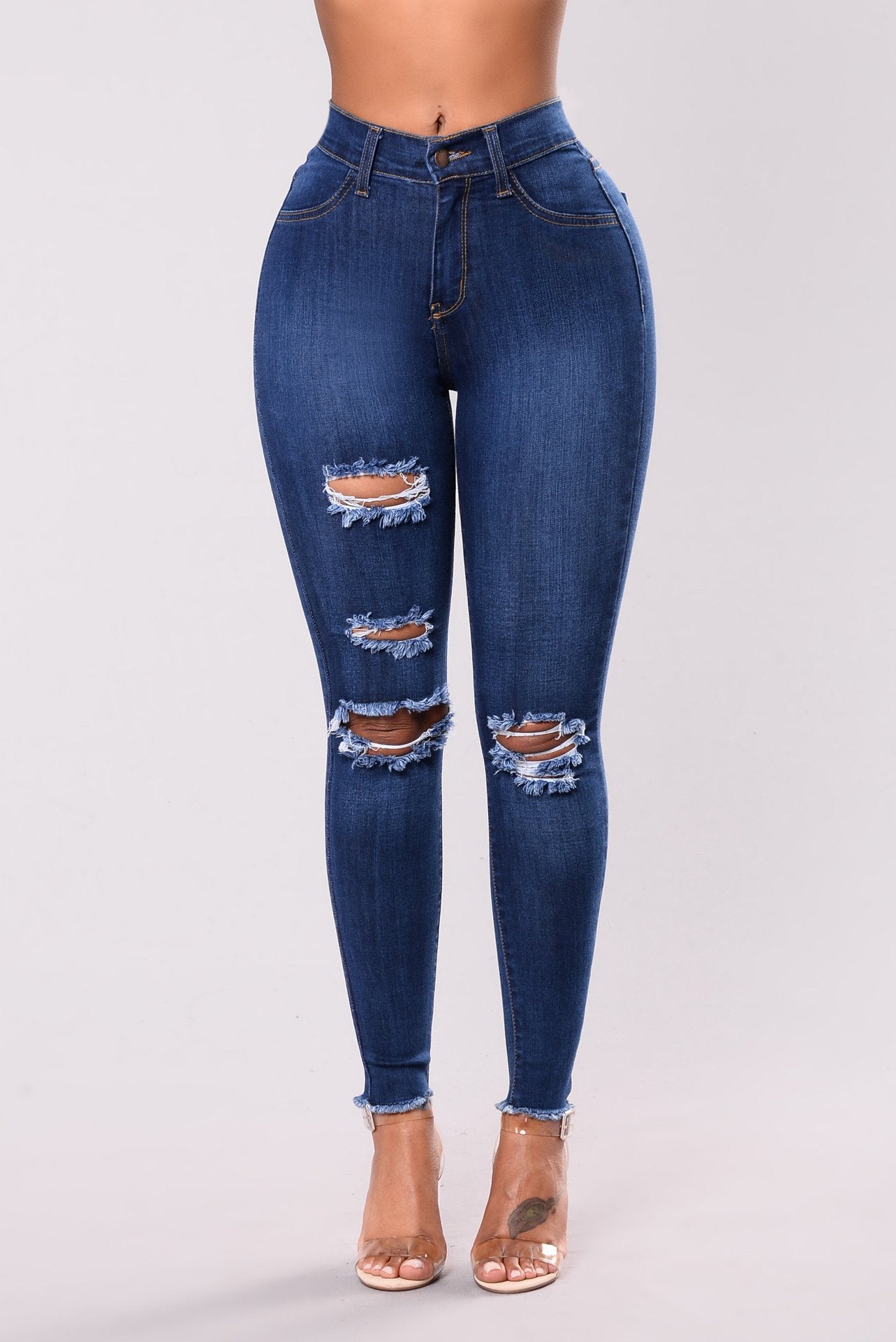 Plus Size Ripped Women Sexy Skinny Jeans