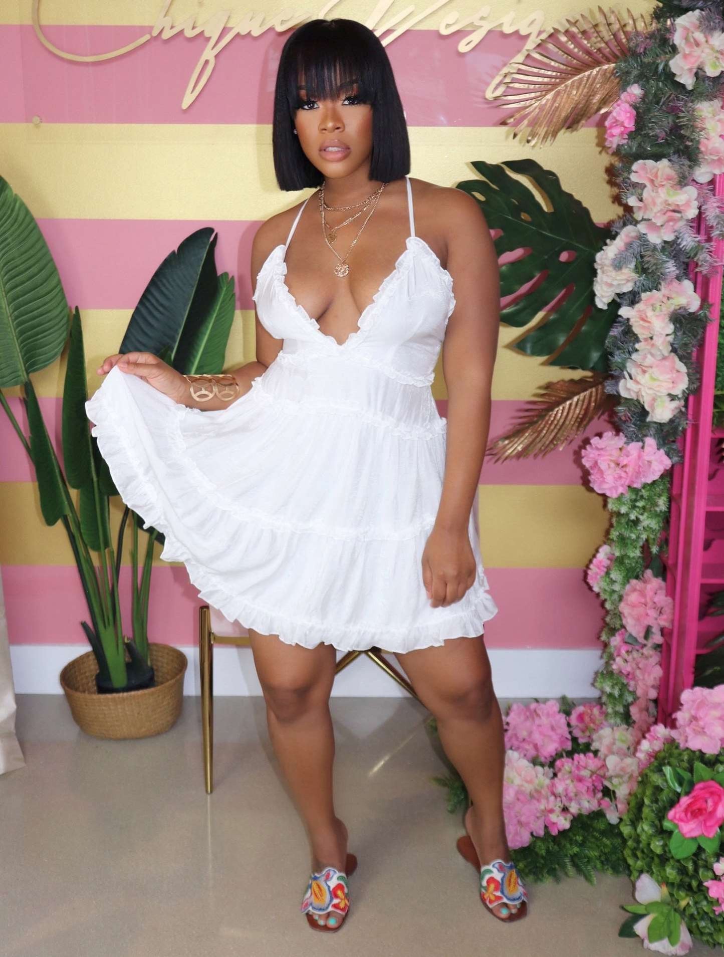 v Neck Summer Sexy Dress for Woman