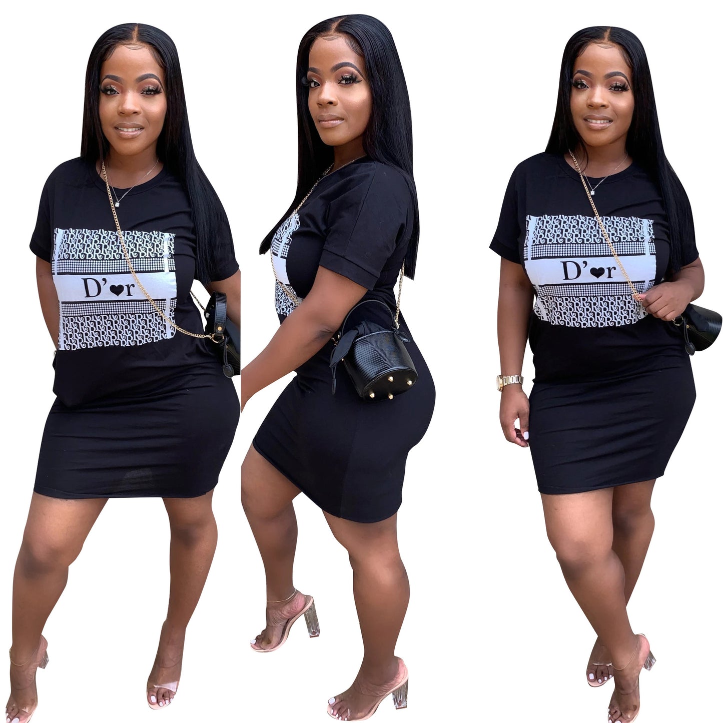 Women Summer Casual Print Oversized Tshirt Mini Dress