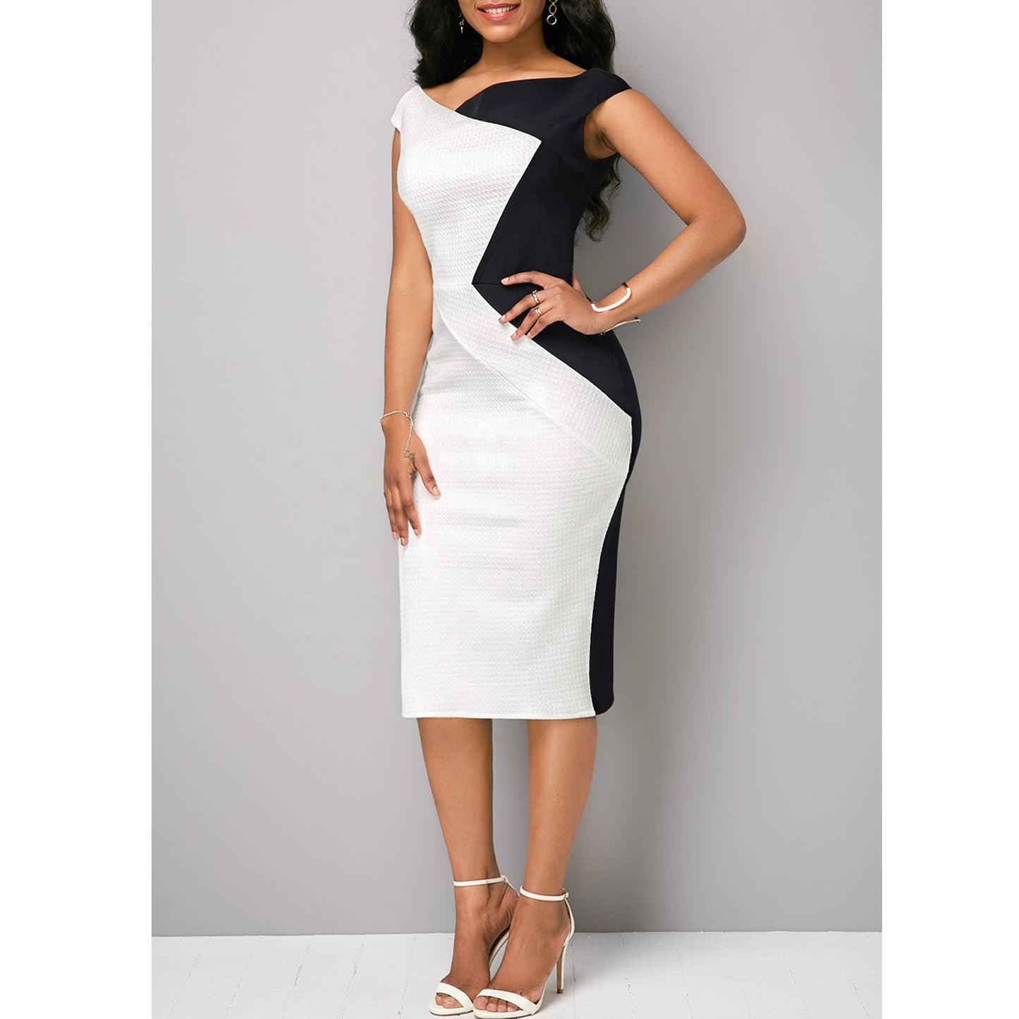 Women Knit Off Shoulder Office Dress