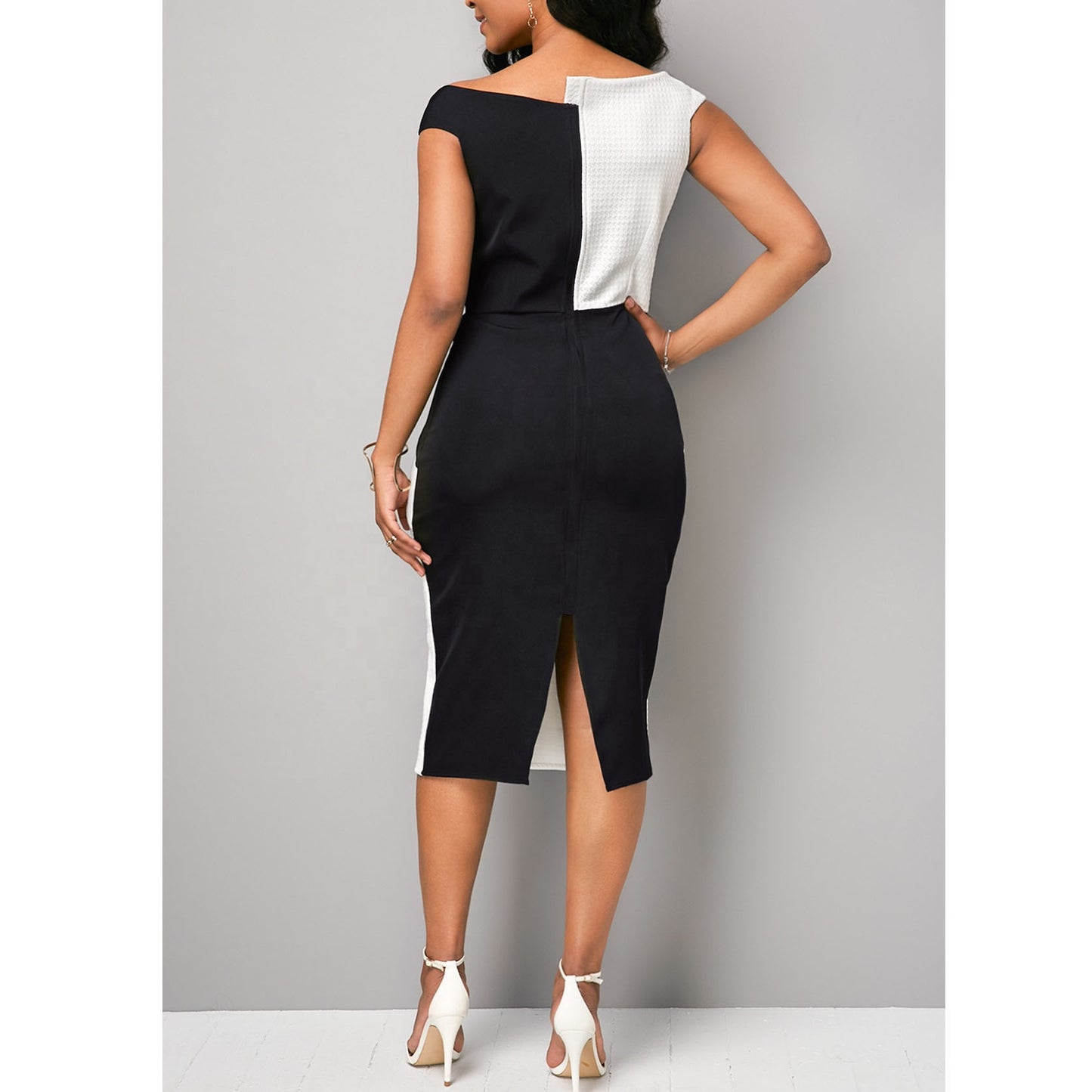 Women Knit Off Shoulder Office Dress