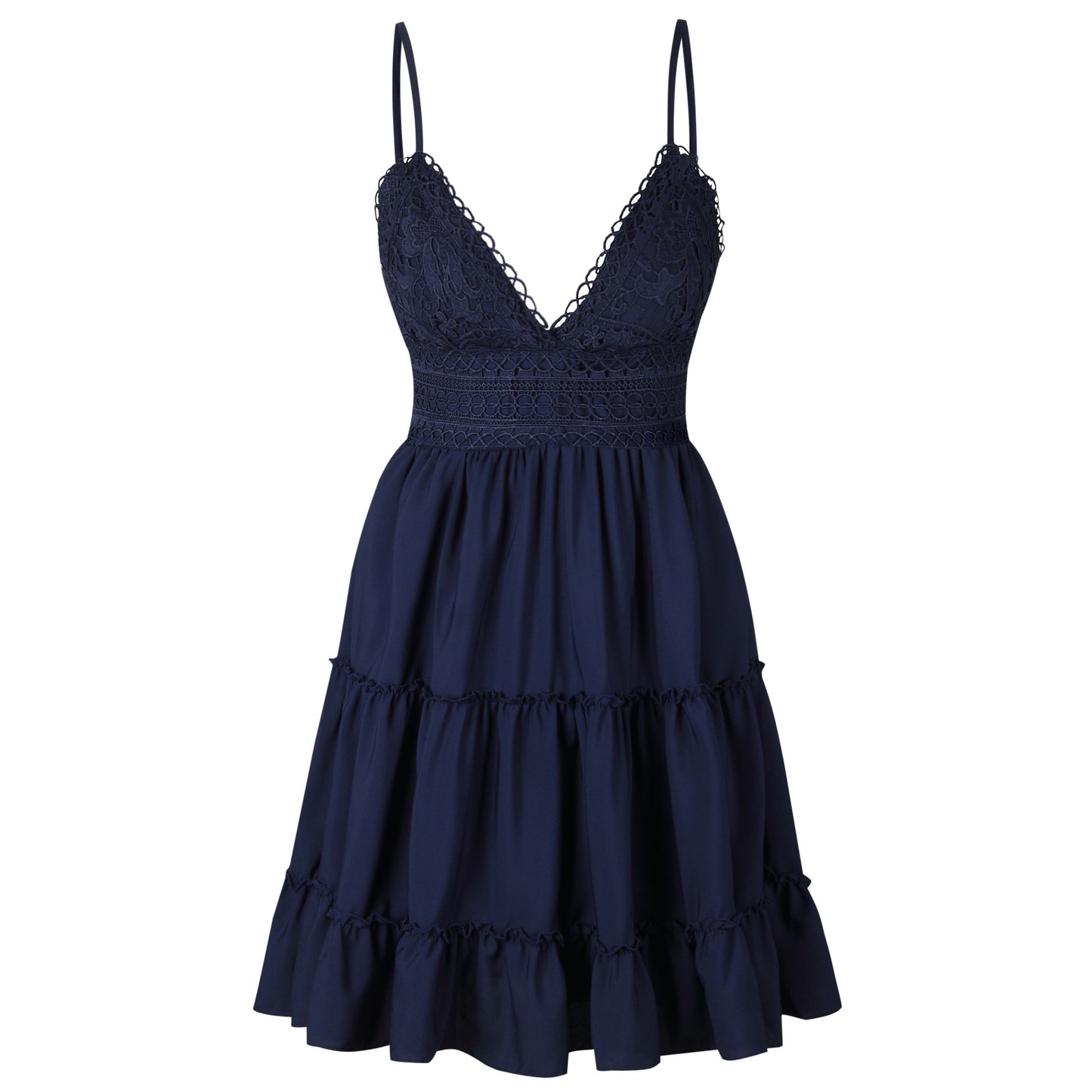 Women Deep V-Neck Back Bowknot Beach Spaghetti Strap Sundress In Plus Size