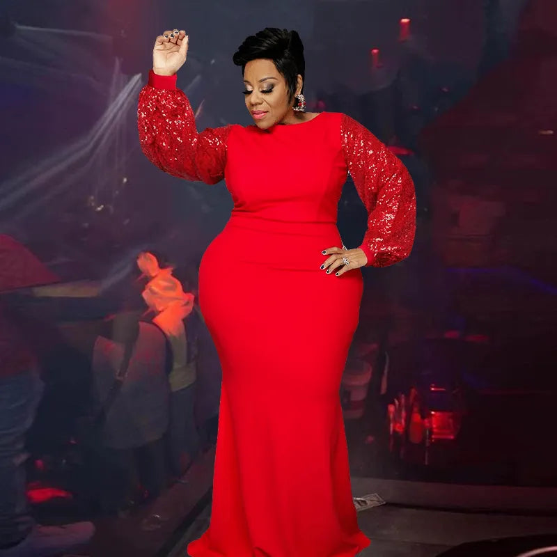 Women Long Sleeve Maxi Dress in Plus Sizes