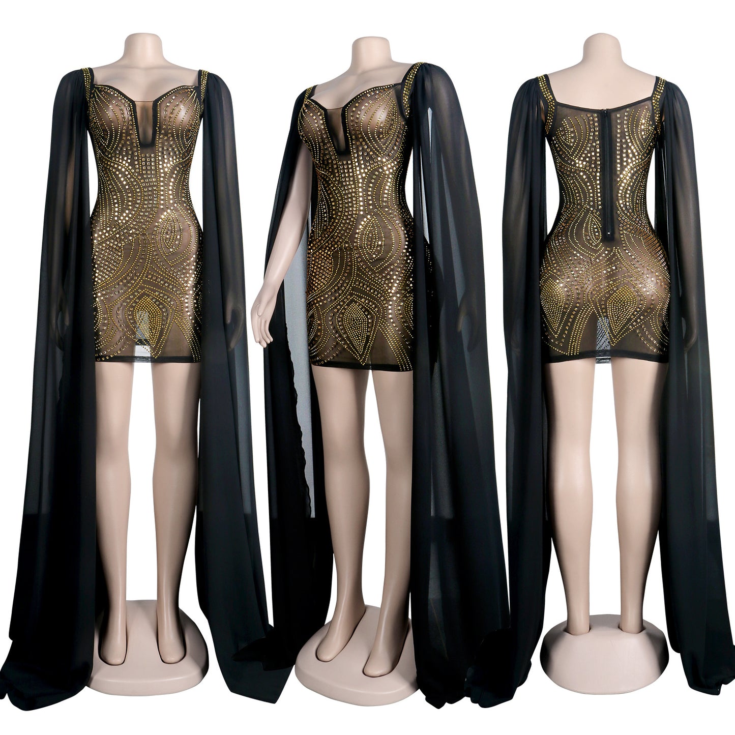 Women Elegant Rhinestone Evening Dress