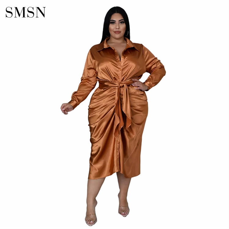 Long Sleeve Belted Elegant Dress for Women
