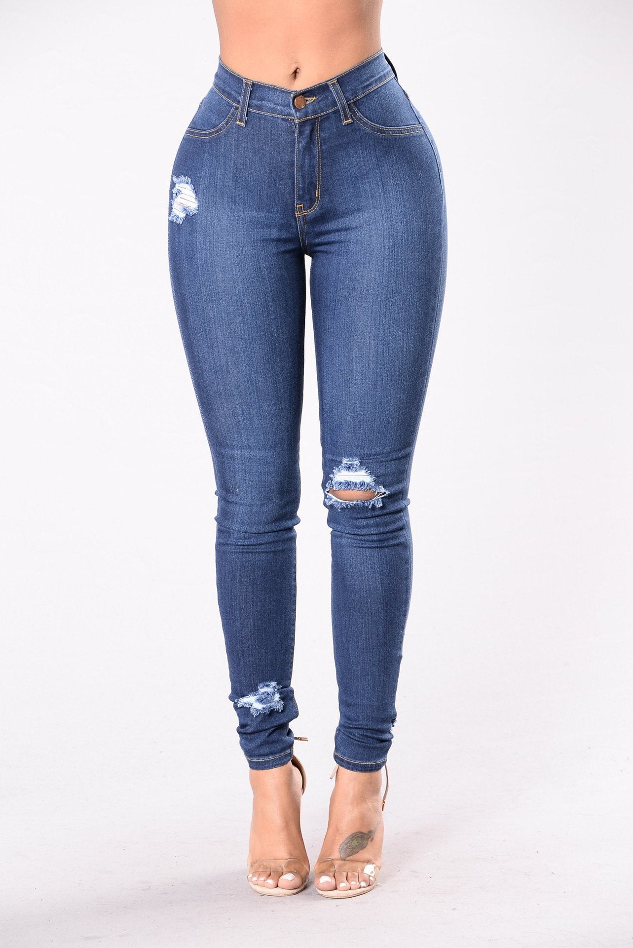 Plus Size Ripped Women Sexy Skinny Jeans