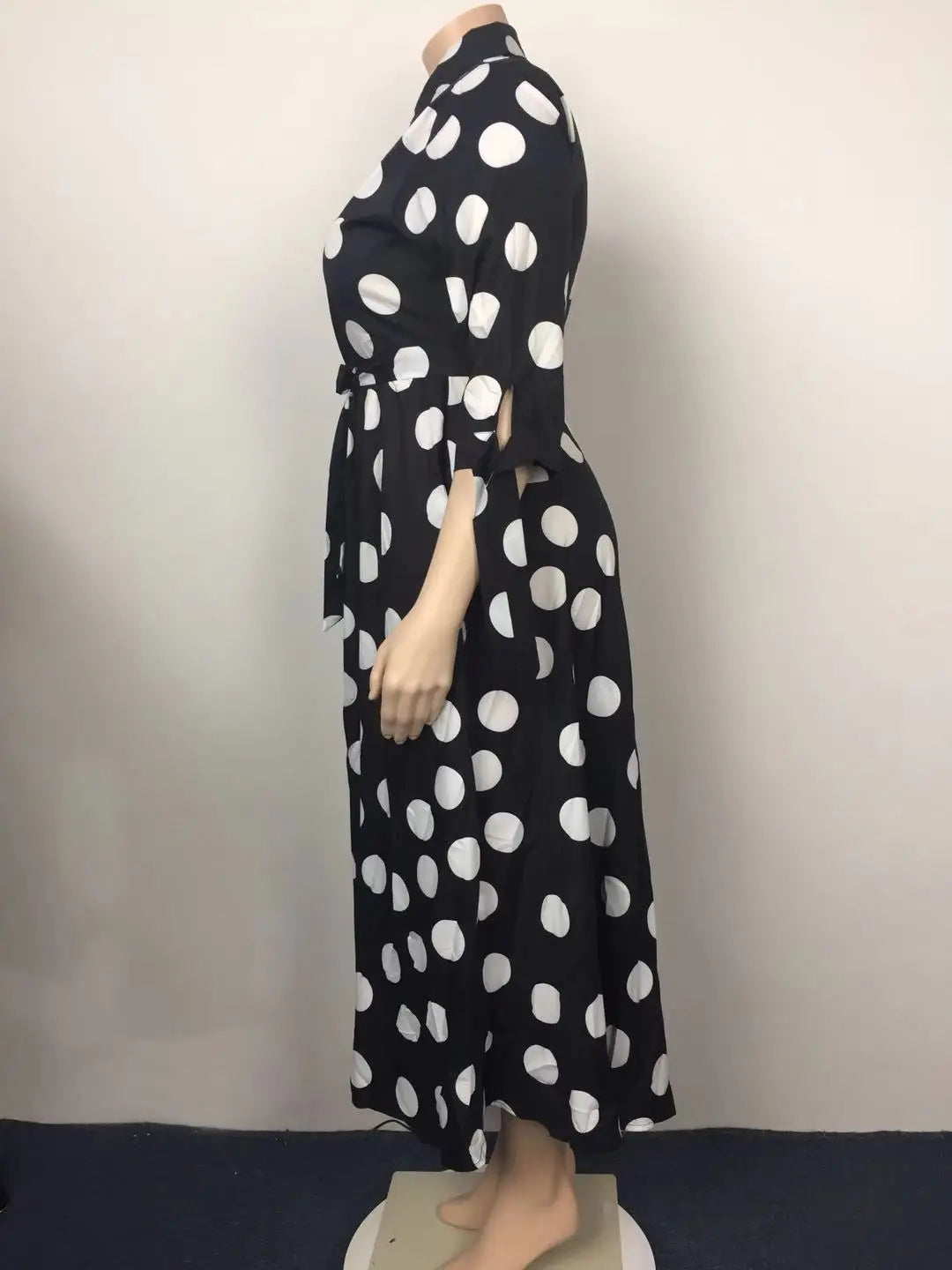 Women Vendor Long Sleeve Sexy Polka Dot Printed Plus Size Maxi Dress