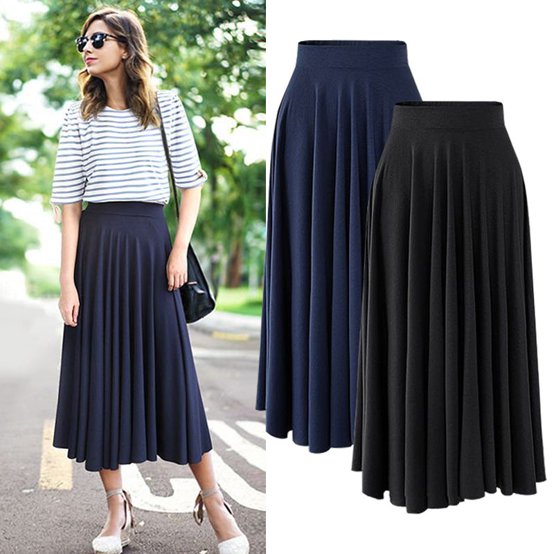 New High Waist Pleat Elegant Skirt Women Plus Size