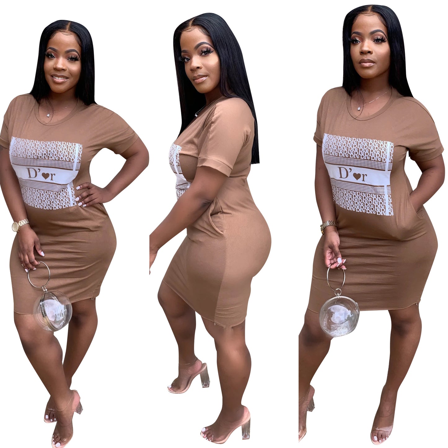 Women Summer Casual Print Oversized Tshirt Mini Dress