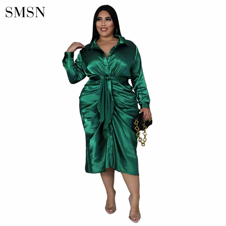 Long Sleeve Belted Elegant Dress for Women