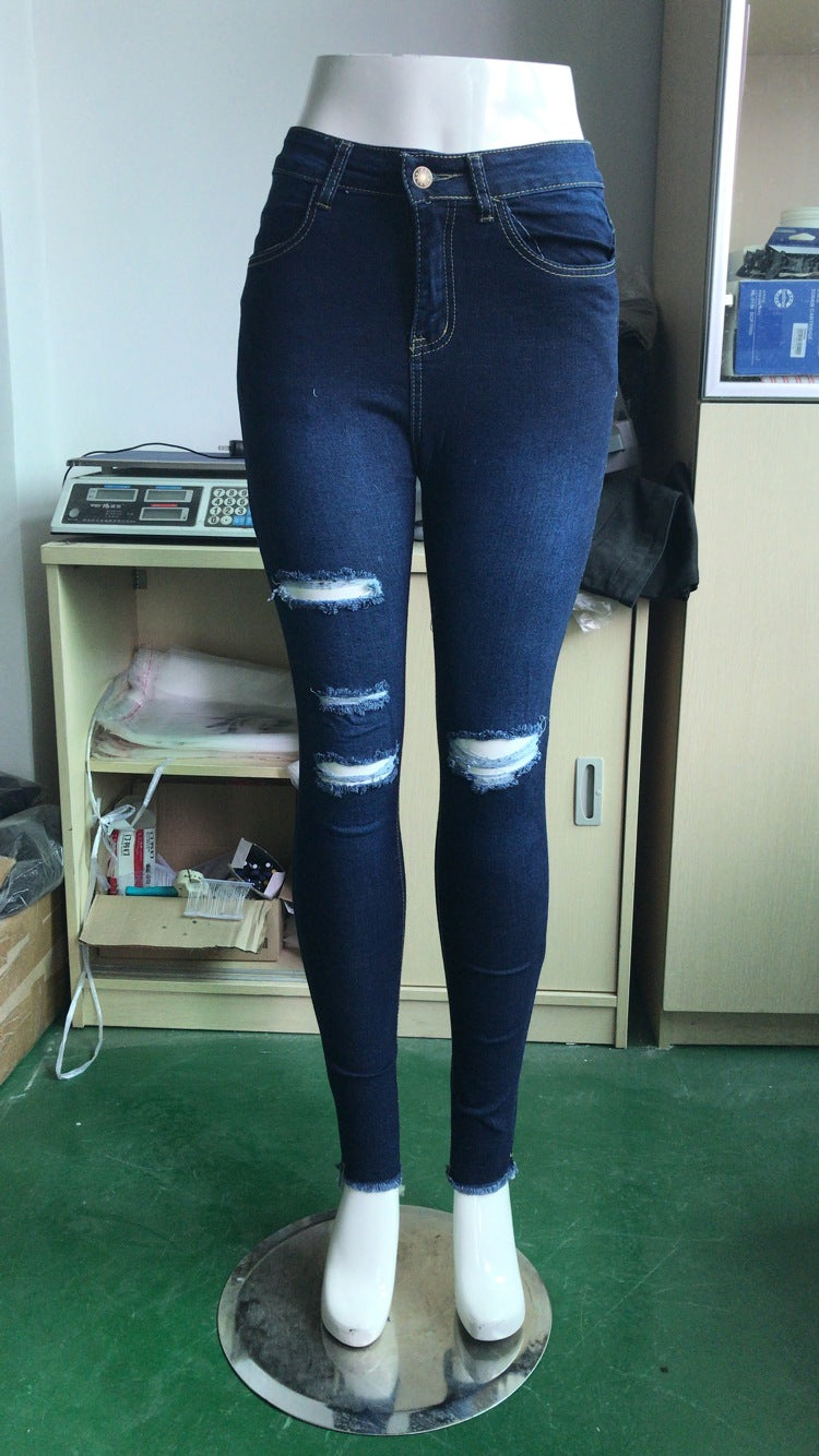 Plus Size Ripped Women Sexy Skinny Jeans