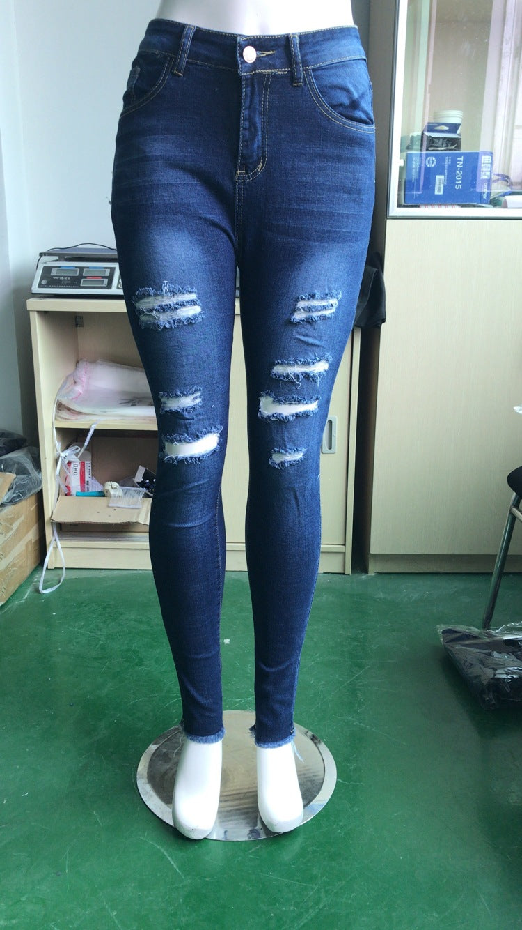 Plus Size Ripped Women Sexy Skinny Jeans