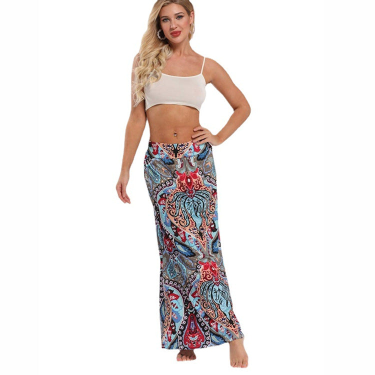 Women Leopard Print Pleated Skirts Vintage Drawstring Elastic Waist