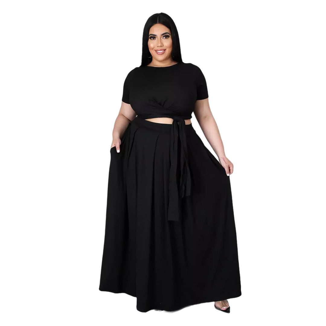 Fashion Plus Size Women's Cross-Border Cross Straps Swing Long Maxi Dresses