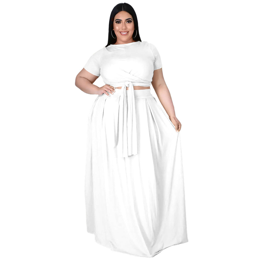 Fashion Plus Size Women's Cross-Border Cross Straps Swing Long Maxi Dresses