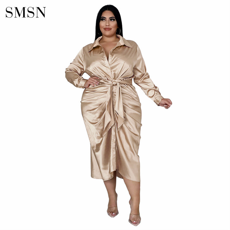 Long Sleeve Belted Elegant Dress for Women