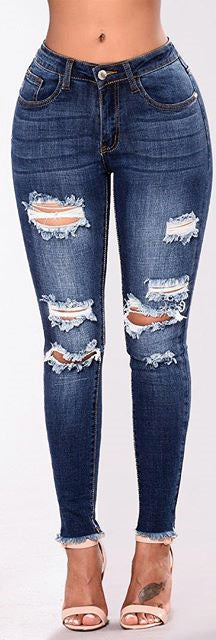Plus Size Ripped Women Sexy Skinny Jeans