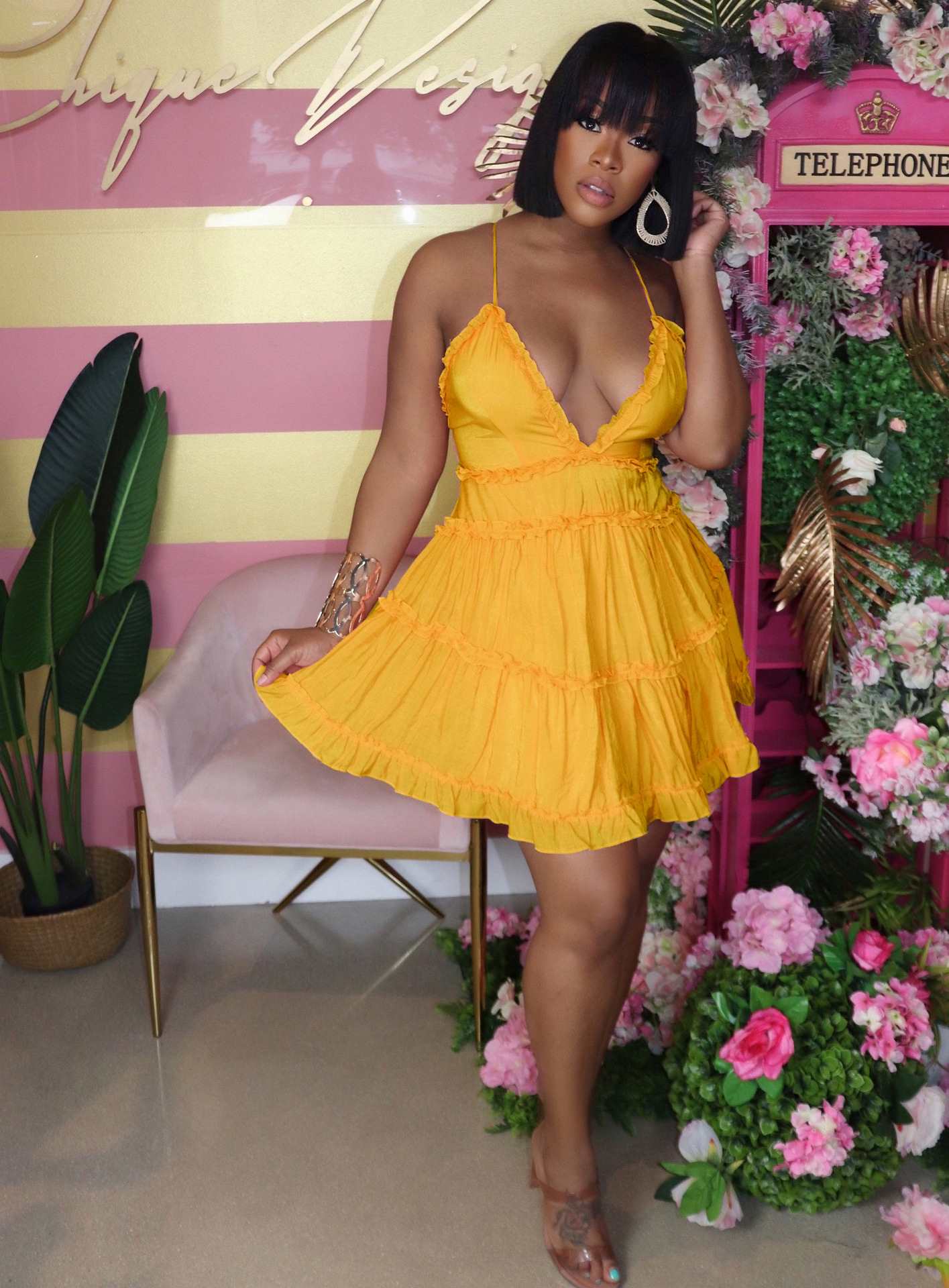 v Neck Summer Sexy Dress for Woman