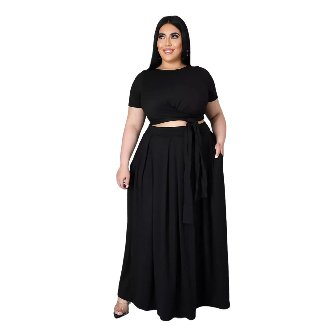 Fashion Plus Size Women's Cross-Border Cross Straps Swing Long Maxi Dresses