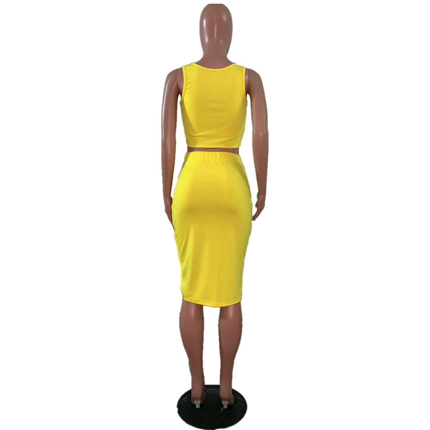 Fashion Solid Hole 2 Piece Women Summer Dress