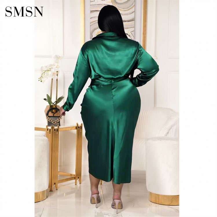 Long Sleeve Belted Elegant Dress for Women