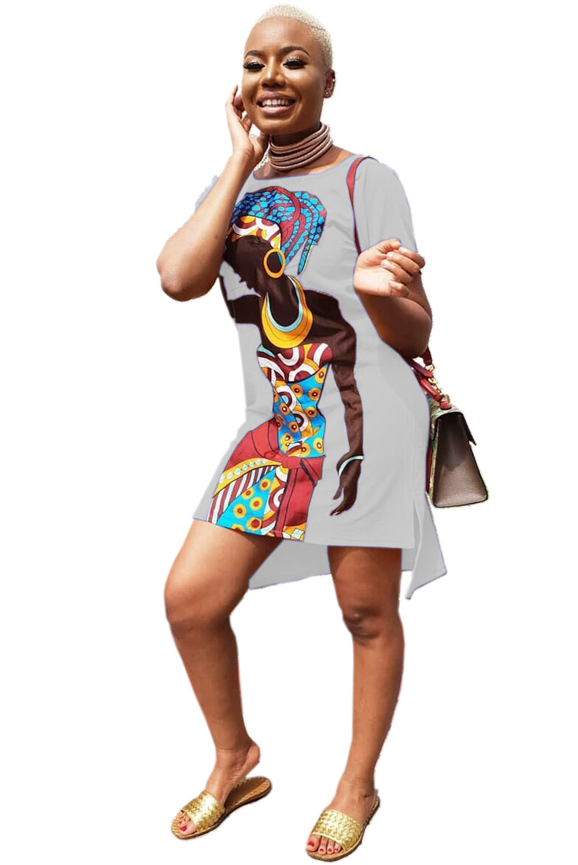 Fall Print New Fashion African Casual Women Dress Plus Size