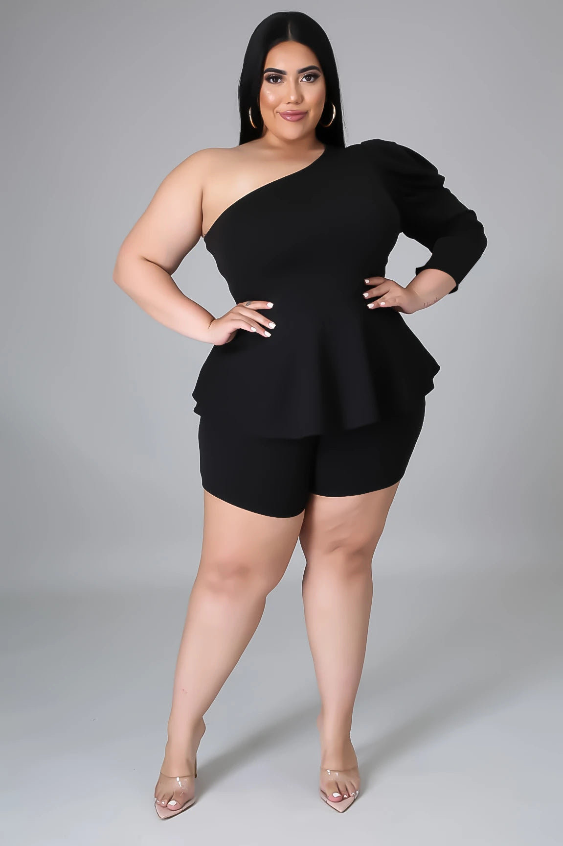 Plus Size Women Two Piece Shorts Set