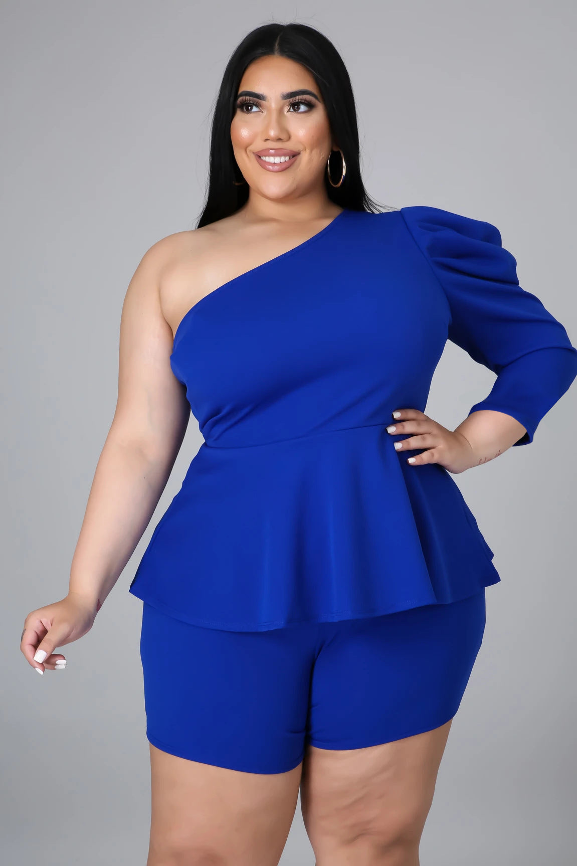 Plus Size Women Two Piece Shorts Set
