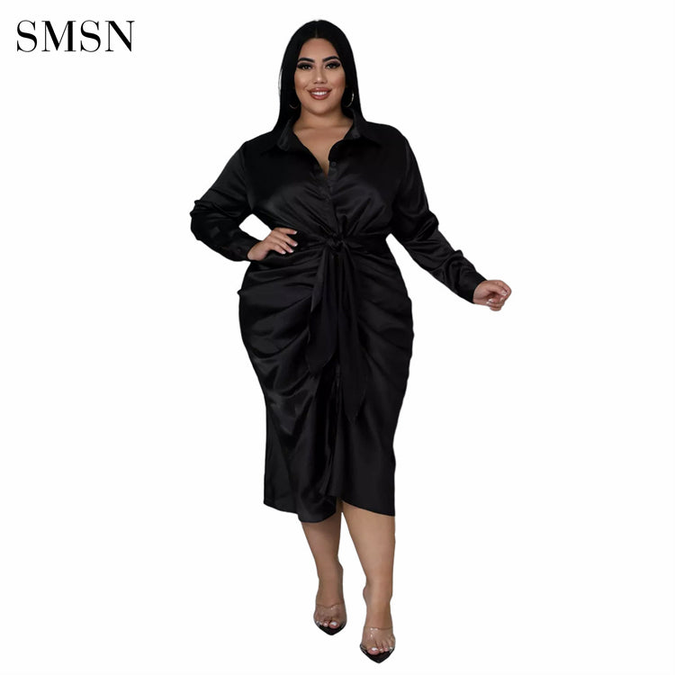 Long Sleeve Belted Elegant Dress for Women