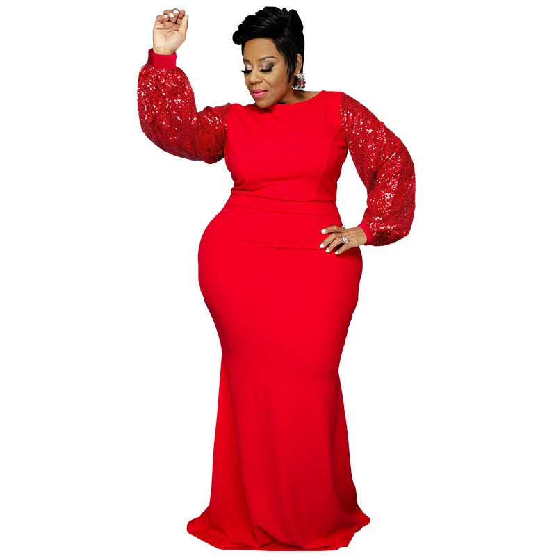 Women Long Sleeve Maxi Dress in Plus Sizes
