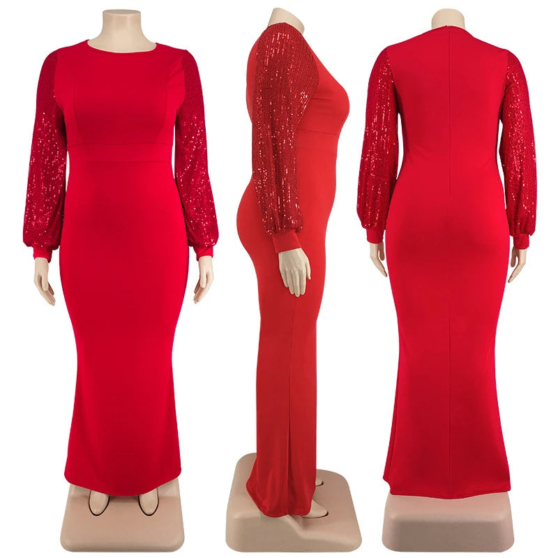Women Long Sleeve Maxi Dress in Plus Sizes
