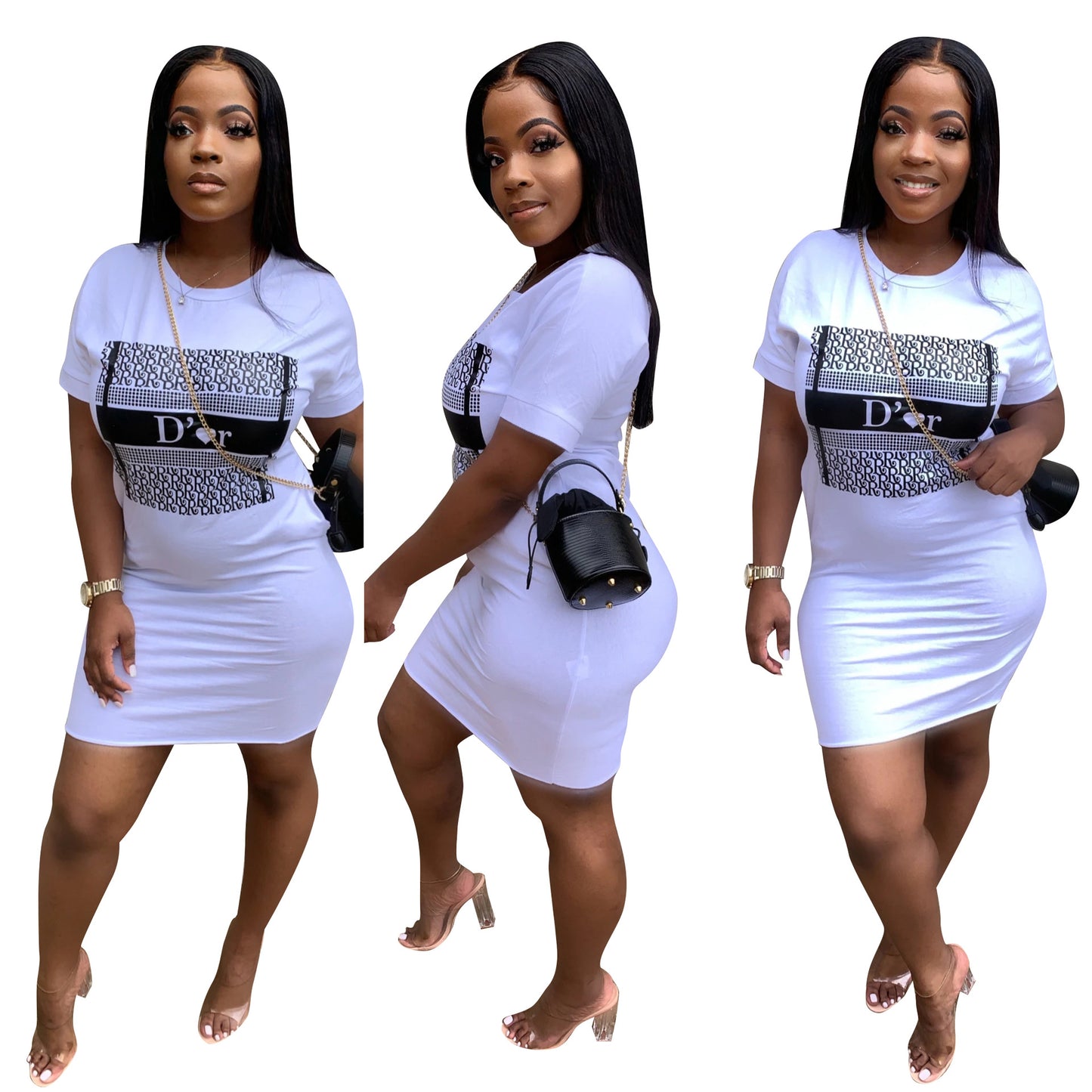 Women Summer Casual Print Oversized Tshirt Mini Dress