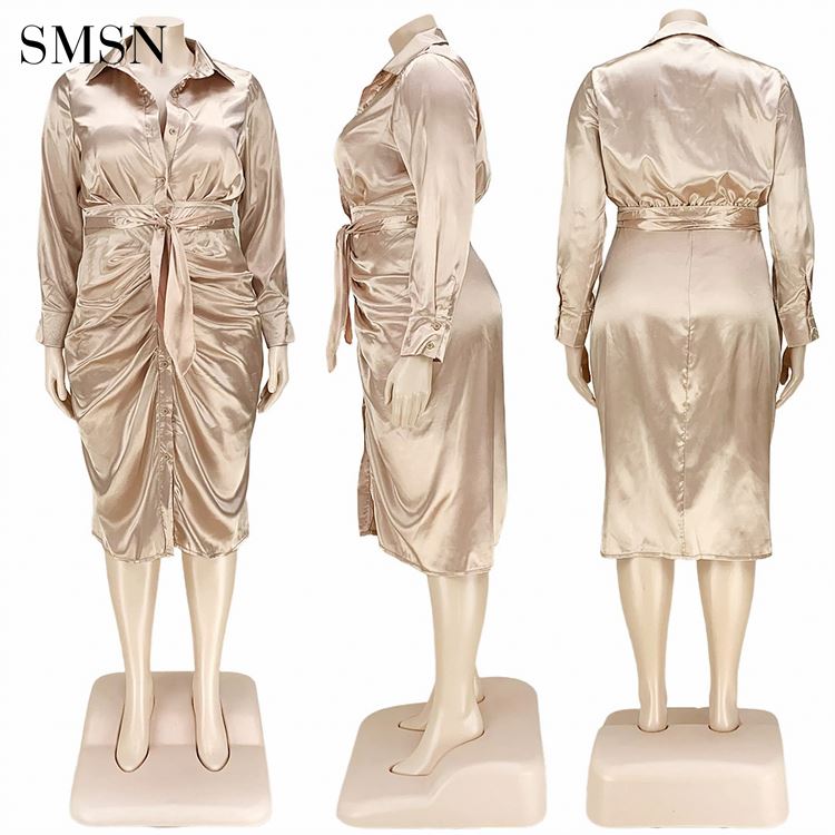 Long Sleeve Belted Elegant Dress for Women
