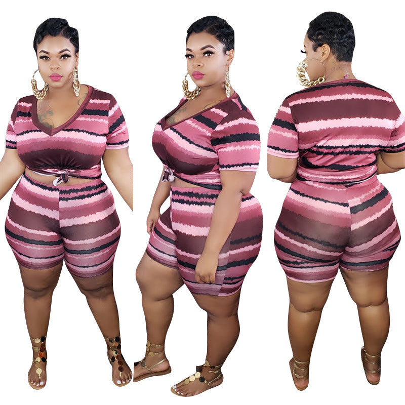Plus Size Women's Tie Dye Short Set