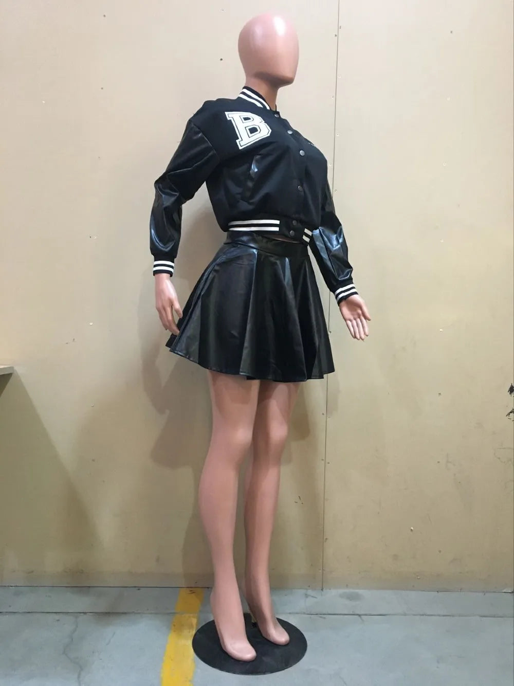 Pleated Leather Skirt for Women Plus Size