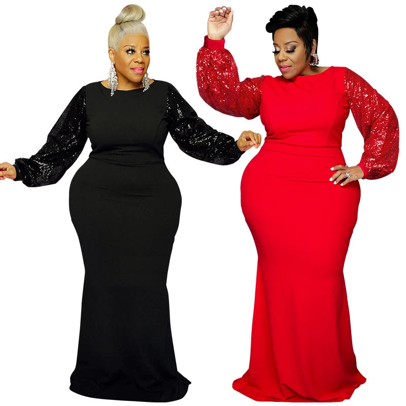 Women Long Sleeve Maxi Dress in Plus Sizes