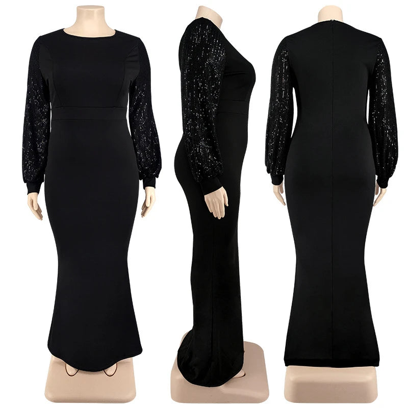 Women Long Sleeve Maxi Dress in Plus Sizes