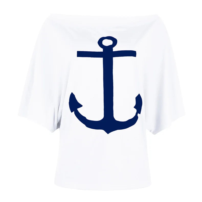 Plus Size Fashionable Off Shoulder Graphic T Shirts Women
