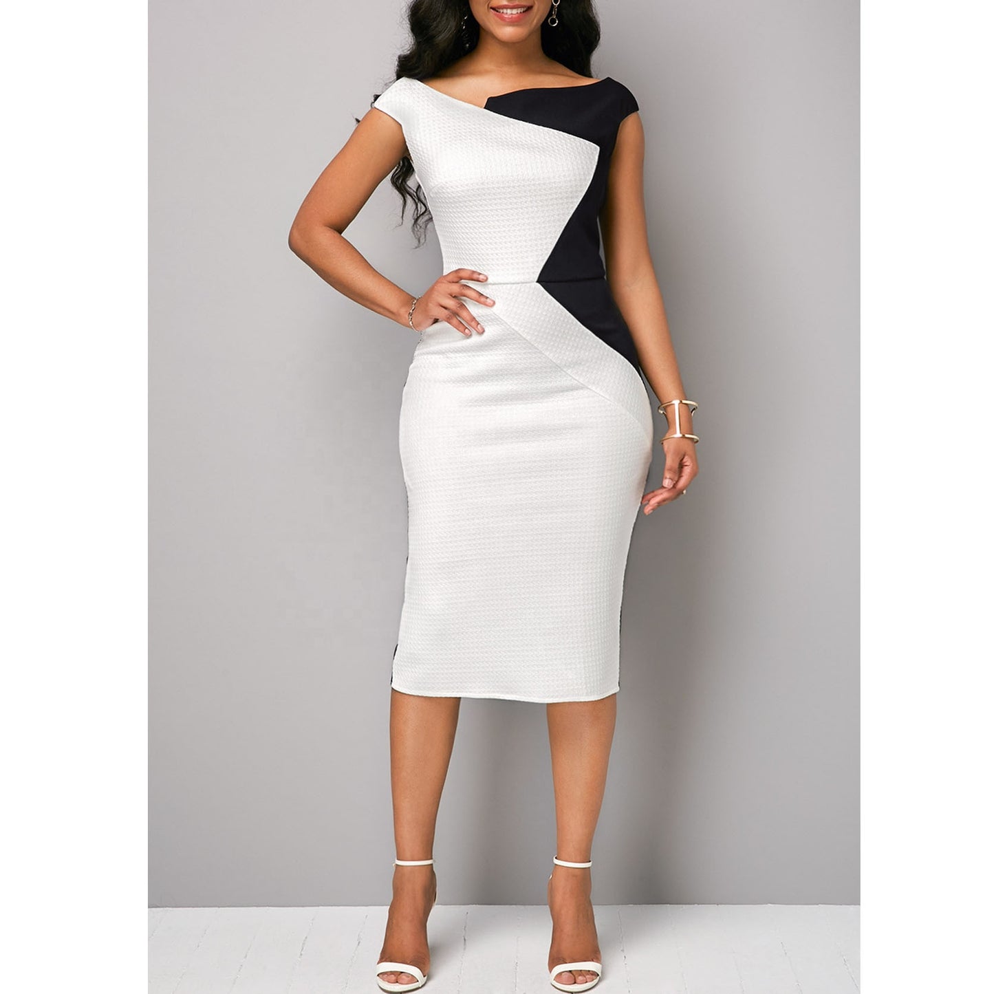 Women Knit Off Shoulder Office Dress