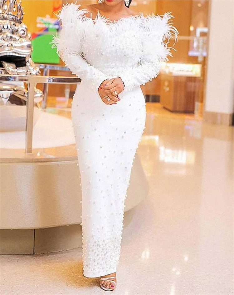 Women Sexy Elegant One Shoulder Evening Dress