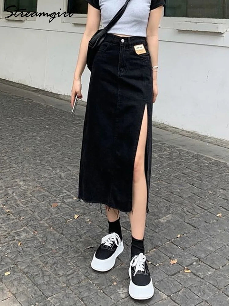 Streamgirl Maxi Women Denim Jean Skirt