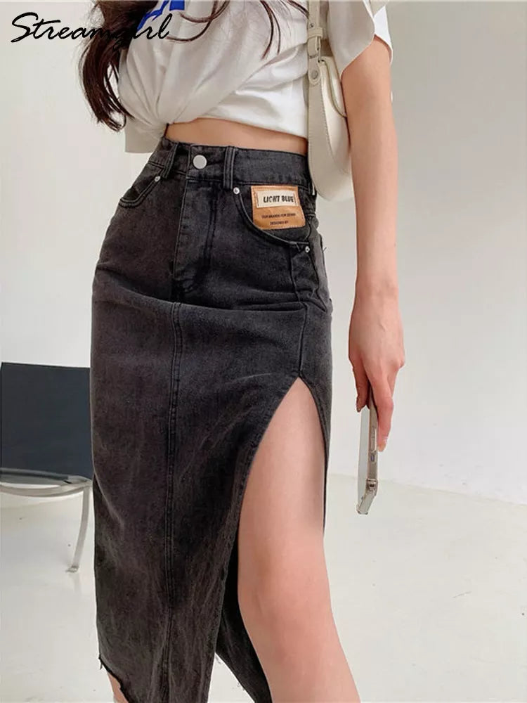 Streamgirl Maxi Women Denim Jean Skirt