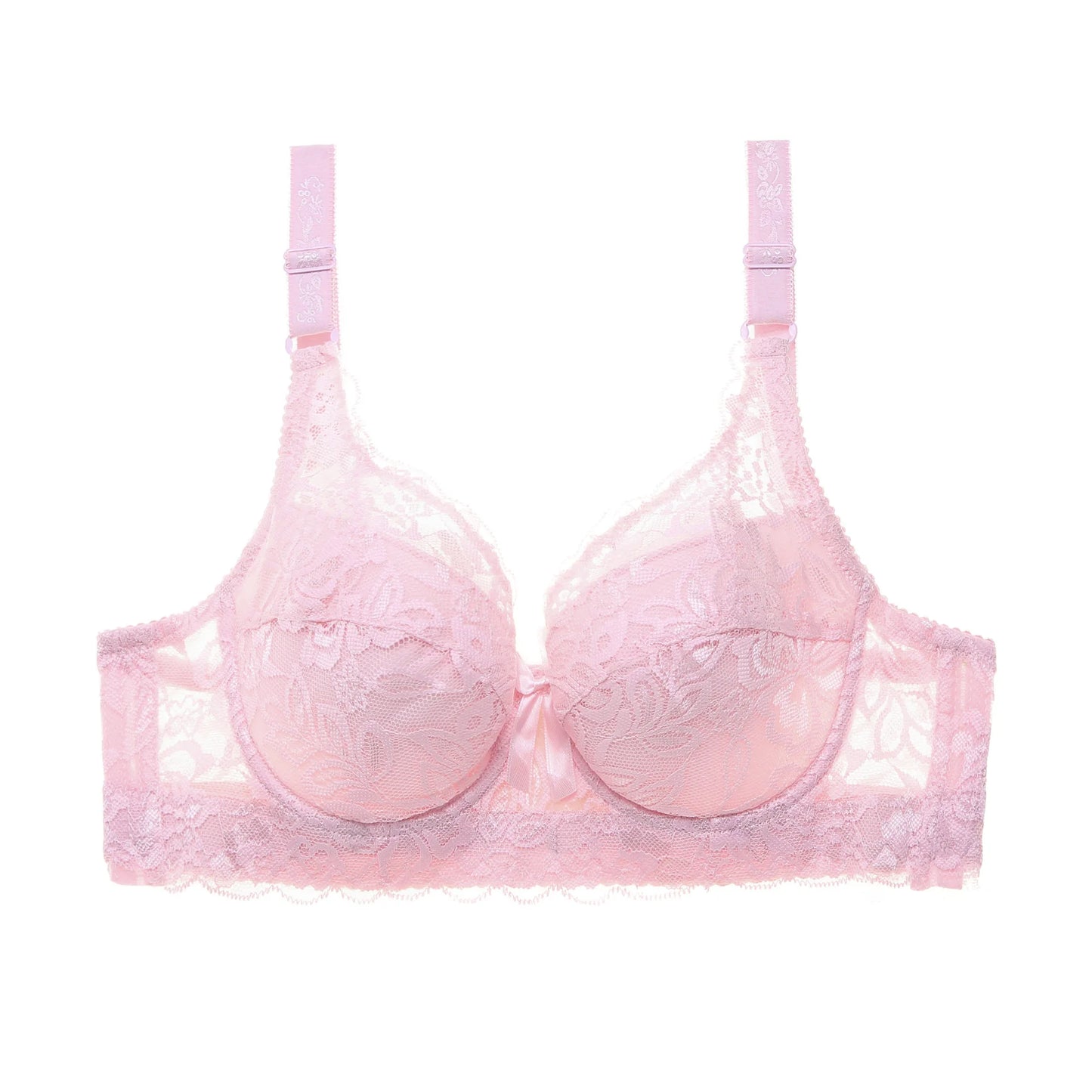 Plus Size Lace Bralette Wide Shoulder Straps Underwired Push Up Bra