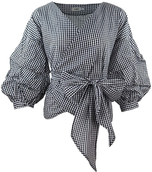 Plus Size 5XL Casual Wrap Crop Top Lace Up