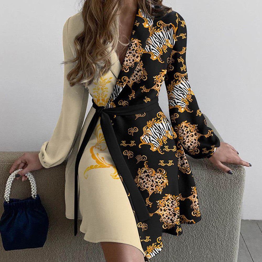 Women Long-Sleeved Floral Printed Office Dress